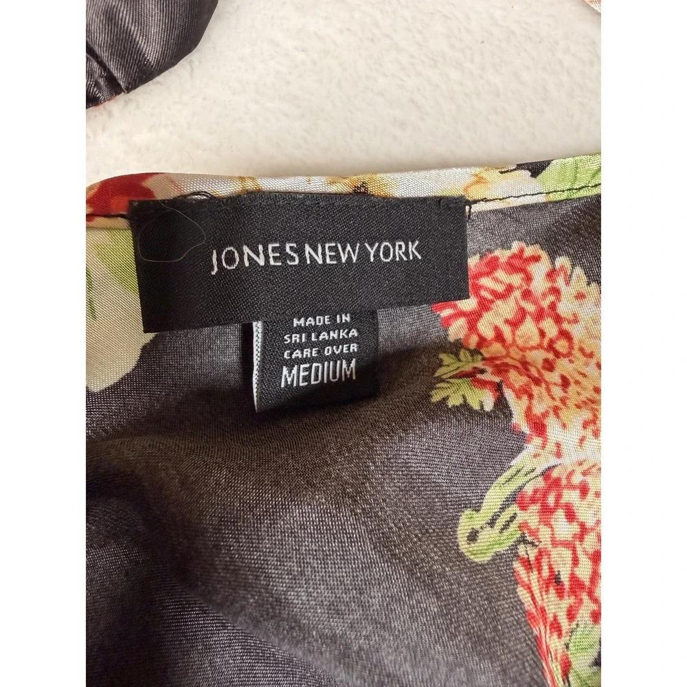 Jones New York Gown Womens Medium Black Floral Satin Chemise Adjustable Strap